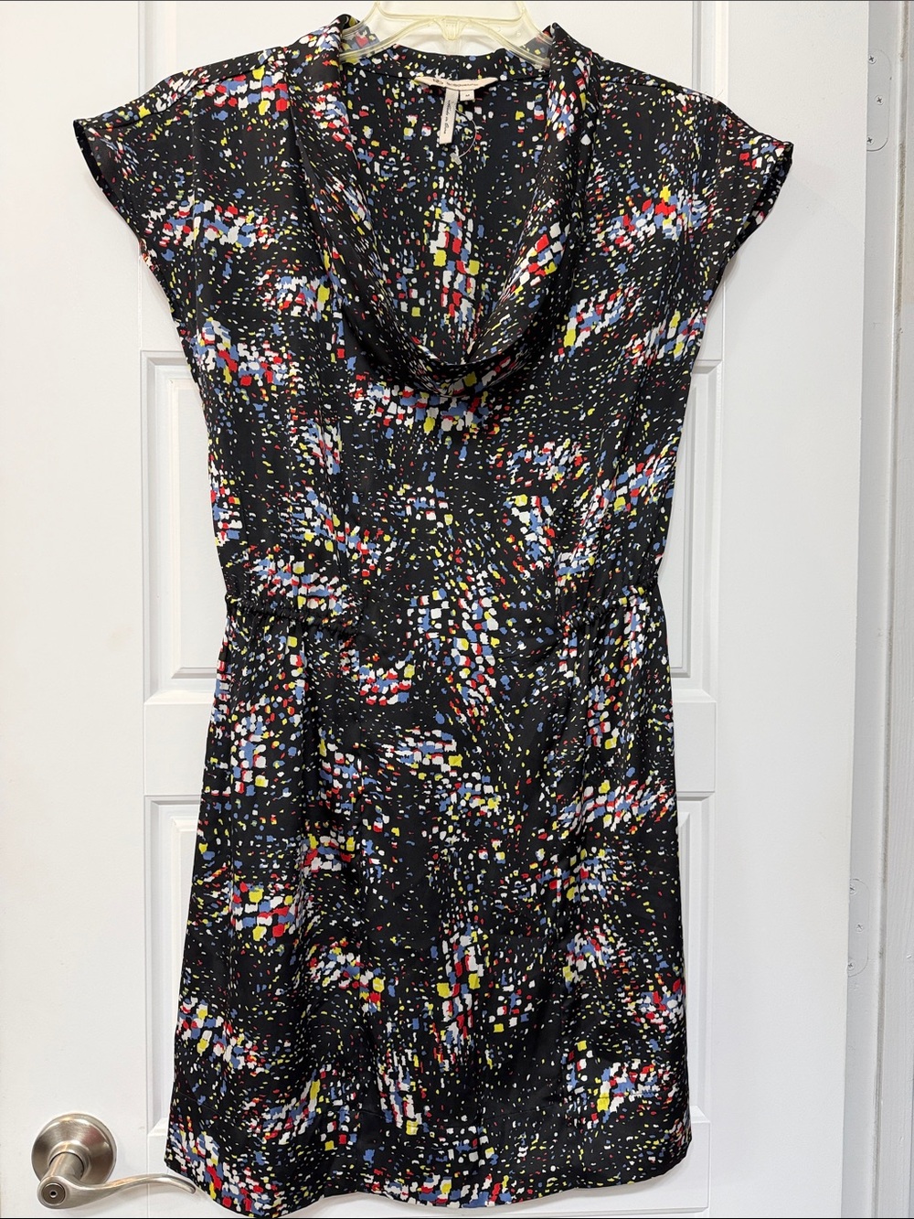 NWOT BCBG Black Multicolor Cowl Neck Dress